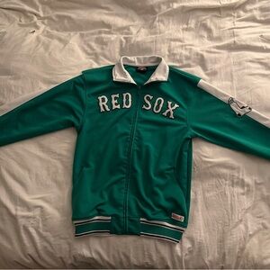 Stitches Green and White Boston Red Sox Athletic Jacket with white Sox patch